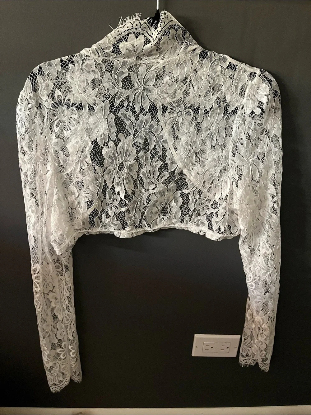 Anthropologie White Floral Lace Cropped Bolero